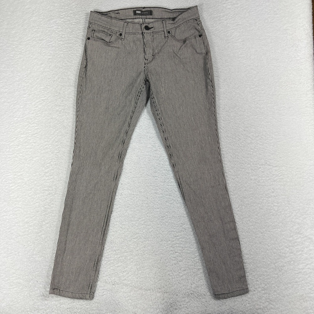 Levi's 524 Skinny Engineer Railroad Striped Jeans Black White 9 (30x29.5) Low